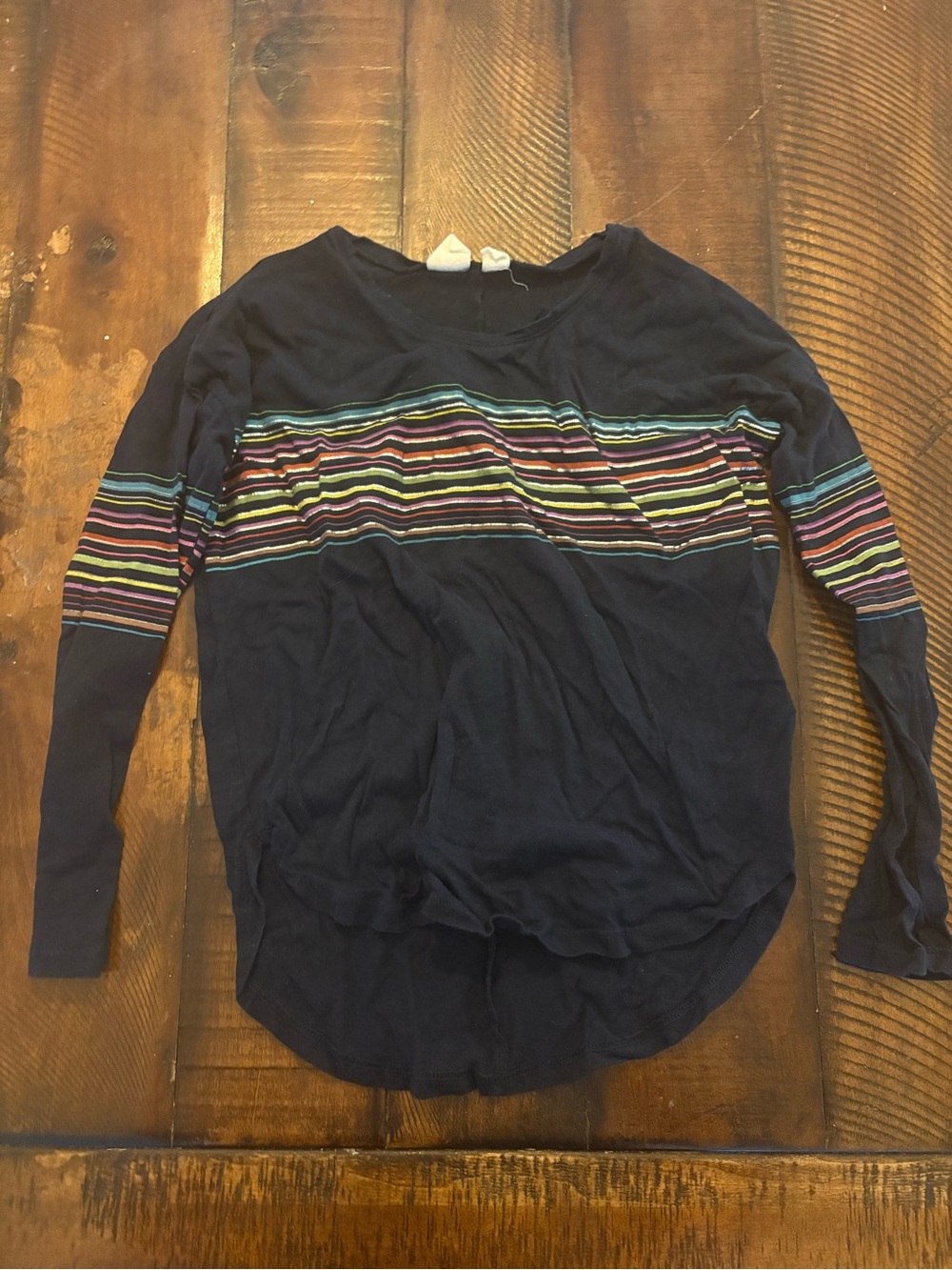 GAP Navy Long-Sleeve Tee with Rainbow Stripes